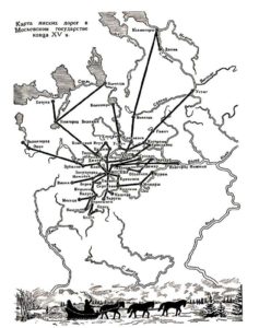 Карта ямских дорог из книги Виташевской М.Н.