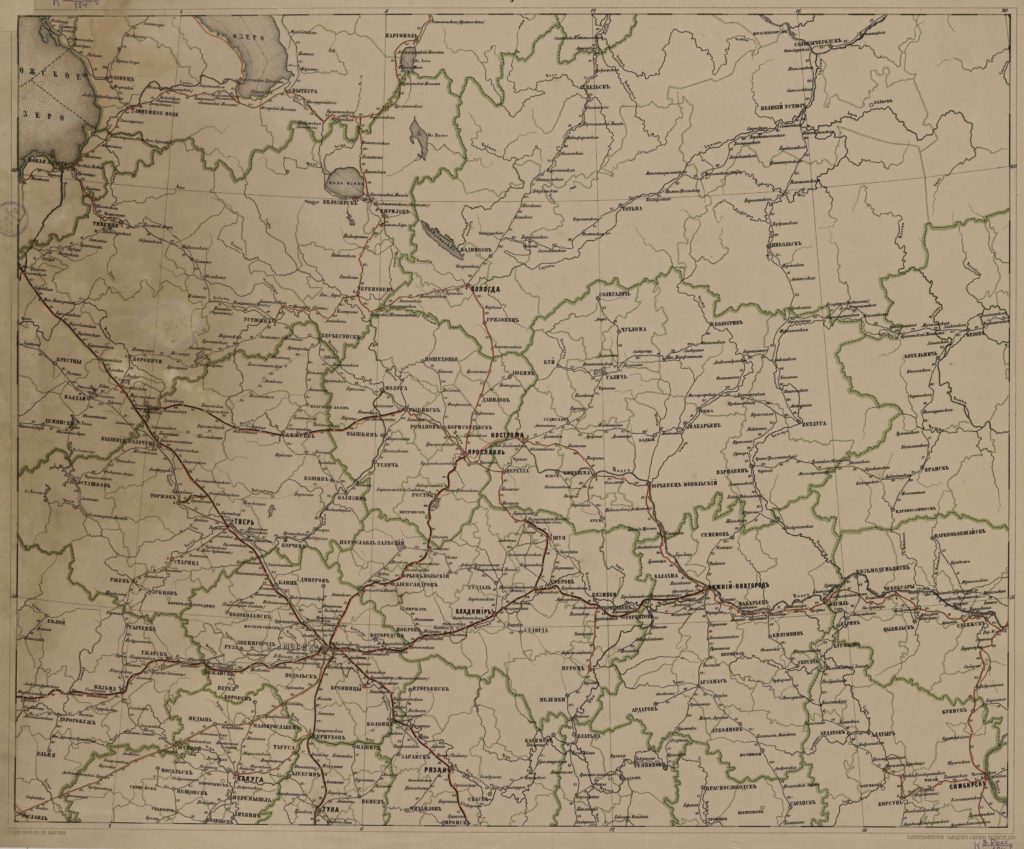 Почтовая карта Картографического заведения Ильина 1871 г.